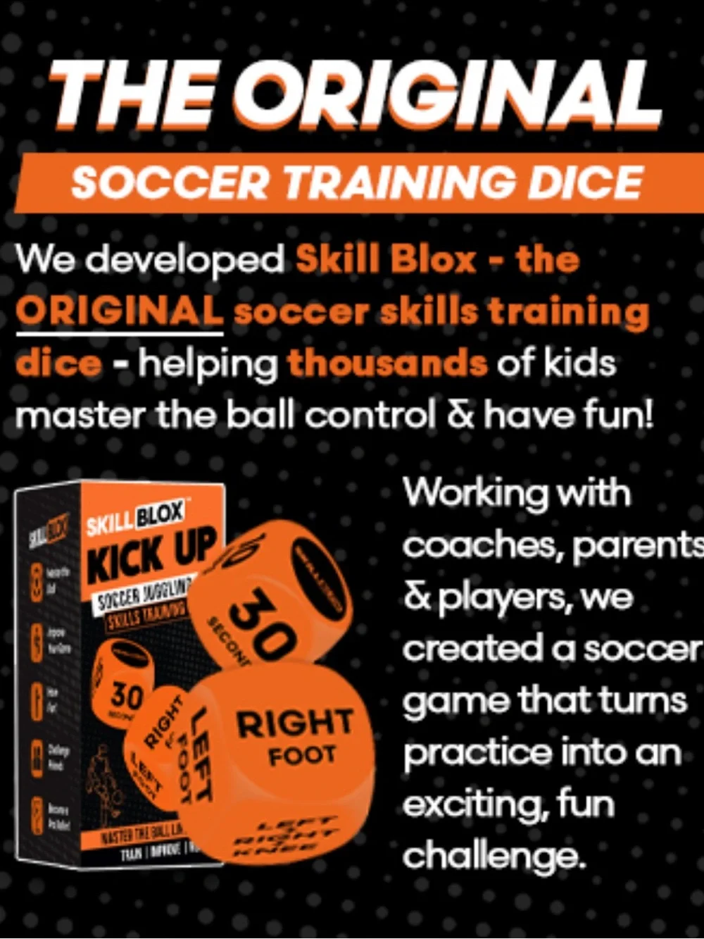 Kick Up Soccer Juggling Dice - Orange (Pair)